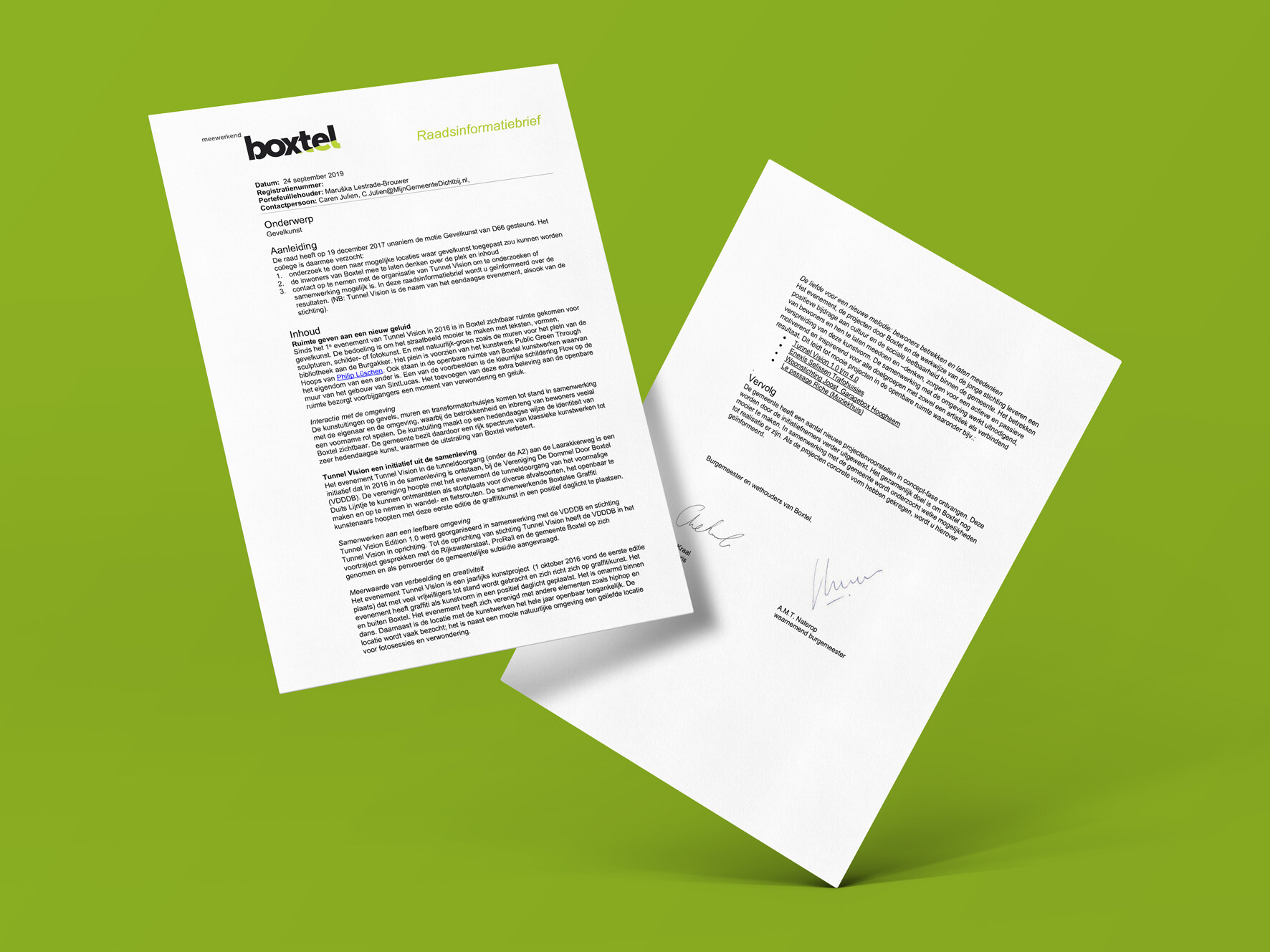 Raadsinformatiebrief Gemeente Boxtel Gevelkunst Raadsinformatiebrief Gemeente Boxtel Gevelkunst